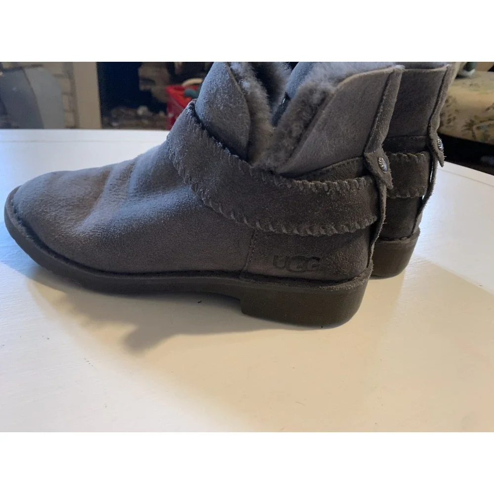 UGG Australia Gray Suede Sheepskin Lined Boots Women's Size 8